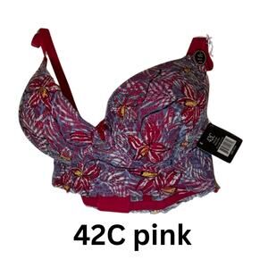 NWT 42C Body Frosting Bra 2X pink sexy lace MSRP $28